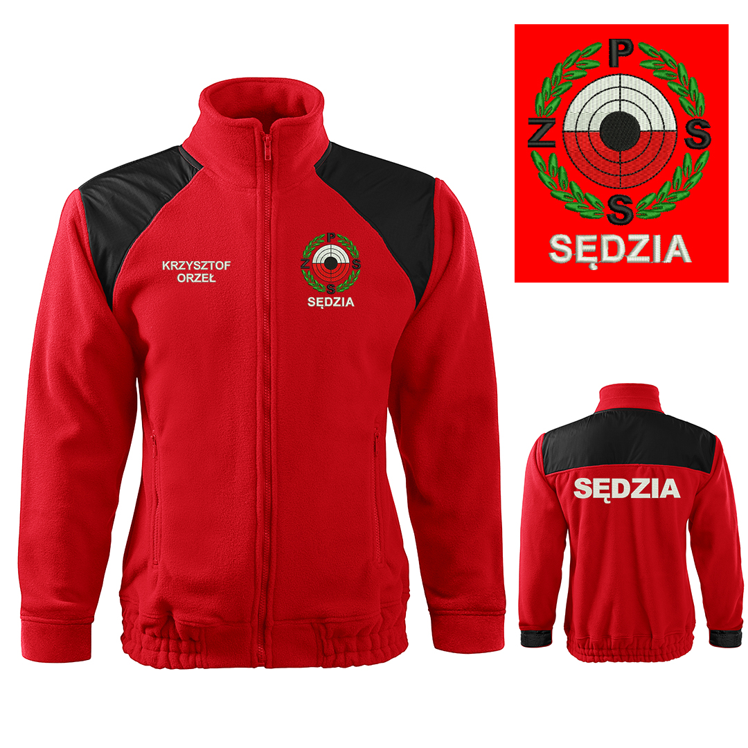 Czerwony polar SĘDZIA Polski Związek Strzelectwa Sportowego PZSS haft