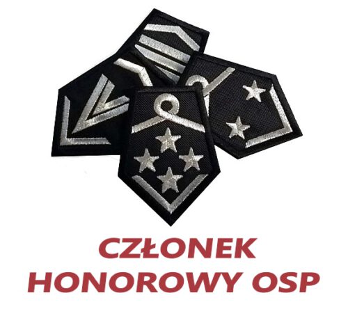 dystynkcje honorowe OSP, emerytowany, z krokiewką, w spoczynku, haft