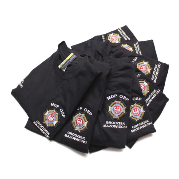 Koszulka STRAŻ POŻARNA HAFT-DRUK koszulka strażacka OSP PSP, T-SHIRT szary napis-8798