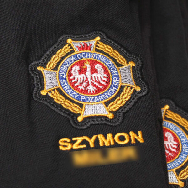 POLO STRAŻ, koszulka strażacka HAFT-DRUK, żółty napis-8897