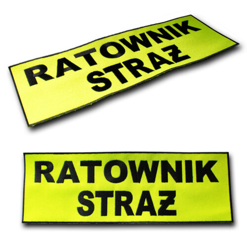 Duża naszywka STRAŻ RATOWNIK FLUO na plecy 340x115mm-0