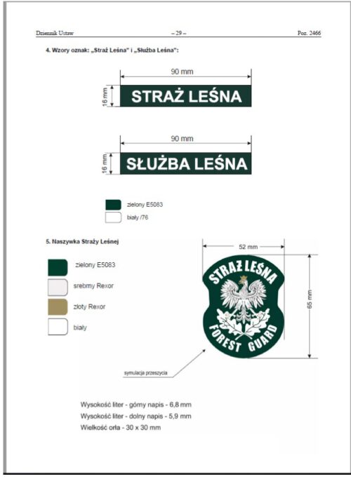 Naszywka STRAŻ LEŚNA 16x90mm IND-7194