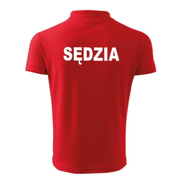 Czerwona koszulka polo SĘDZIA Polski Związek Strzelectwa Sportowego PZSS