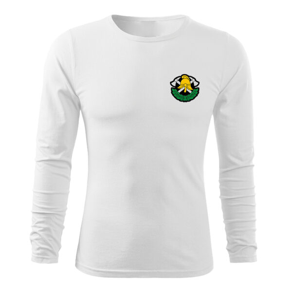 Biała koszulka DŁUGI RĘKAW STRAŻ POŻARNA koszulka strażacka OSP PSP, LONGSLEEVE DRUK PLT