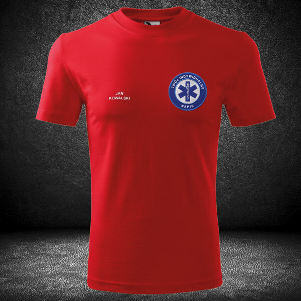 Czerwona koszulka t-shirt pielęgniarz haft-9216