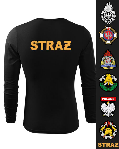 Koszulka DŁUGI RĘKAW STRAŻ POŻARNA koszulka strażacka OSP PSP, LONGSLEEVE DRUK szary napis