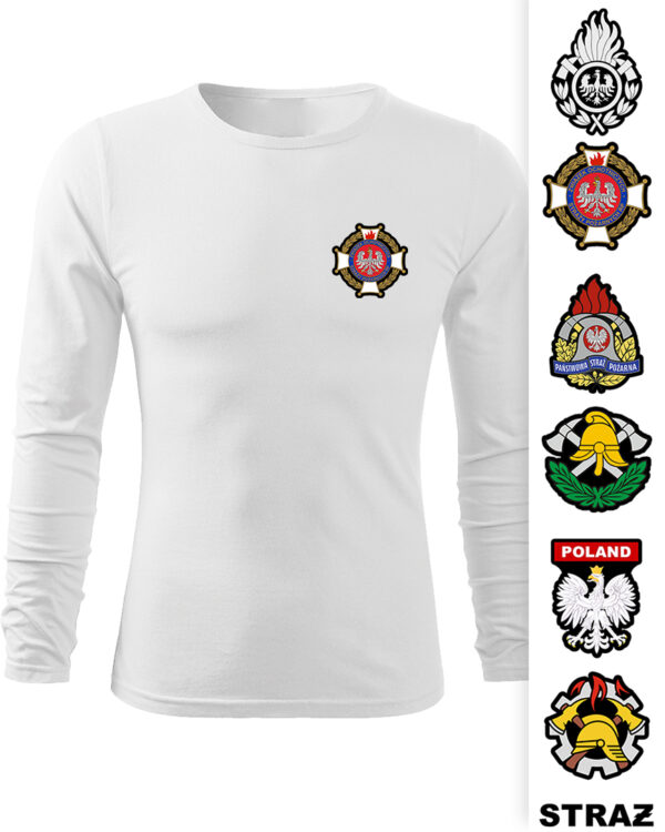 Koszulka DŁUGI RĘKAW STRAŻ POŻARNA koszulka strażacka OSP PSP, LONGSLEEVE DRUK szary napis