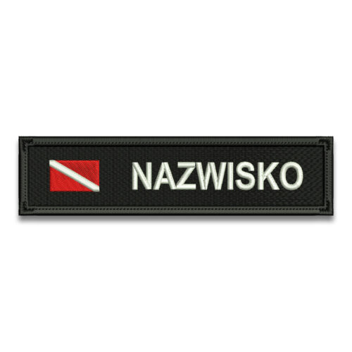 Nurek naszywka identyfikacyjna, imiennik, naszywka nurkowa SCUBA DIVING - haftowana naszywka 100 X 25 mm IND-9722