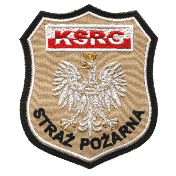 Naszywka naramienna piaskowa KSRG STRAŻ Pożarna Orzeł Polski OSP