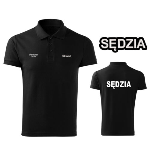 Drukowana czarna koszulka T-SHIRT SĘDZIA Polski Związek Strzelectwa Sportowego PZSS druk DTG