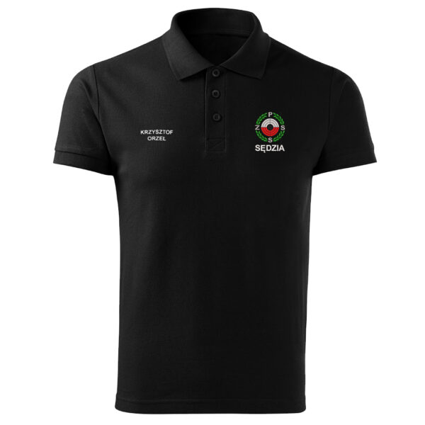Czarna koszulka polo SĘDZIA Polski Związek Strzelectwa Sportowego PZSS