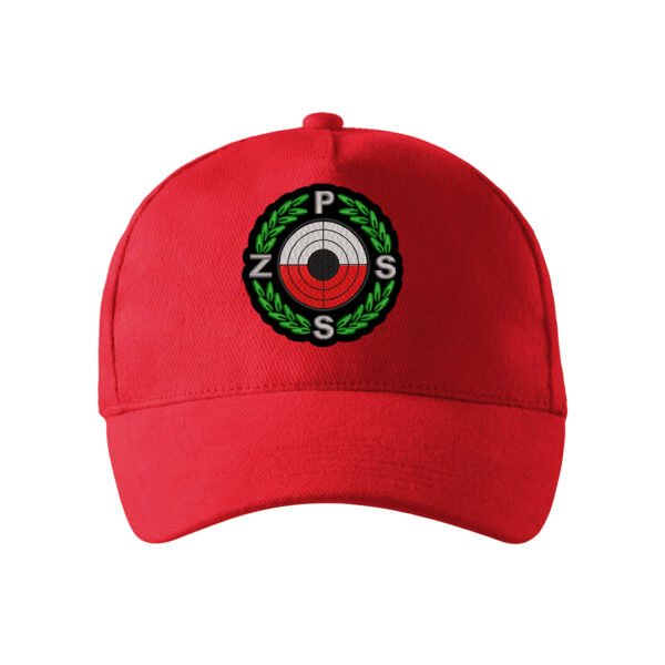 Czerwona czapka z daszkiem SĘDZIA Polski Związek Strzelectwa Sportowego PZSS