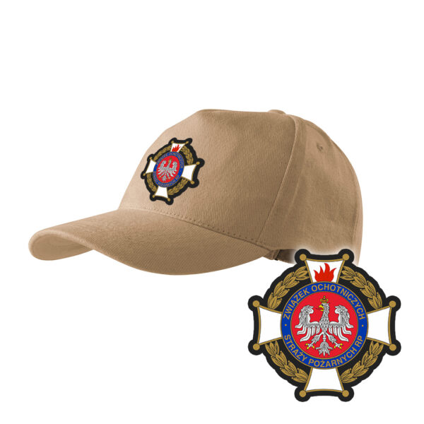 Piaskowa czapka strażacka z daszkiem WZÓR 01 Ochotnicza Straż Pożarna OSP PLT