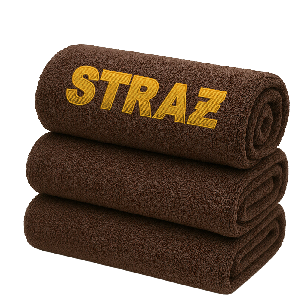 Brązowy bawełniany ręcznik "STRAŻ" 140x70cm