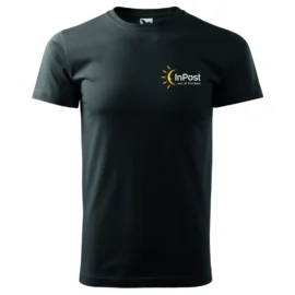 Męska czarna koszulka t-shirt INPOST z nadrukiem dla kuriera