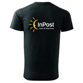 Męska czarna koszulka t-shirt INPOST z nadrukiem dla kuriera