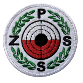 Haftowana BIAŁA naszywka PZSS Strzelectwo Sportowe 9cm IND